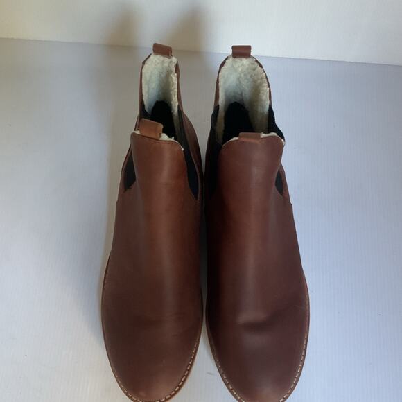 Matt Bernson Brown Leather Chelsea Boots Shearling Lined Women’s Size 9.5 - Picture 5 of 9